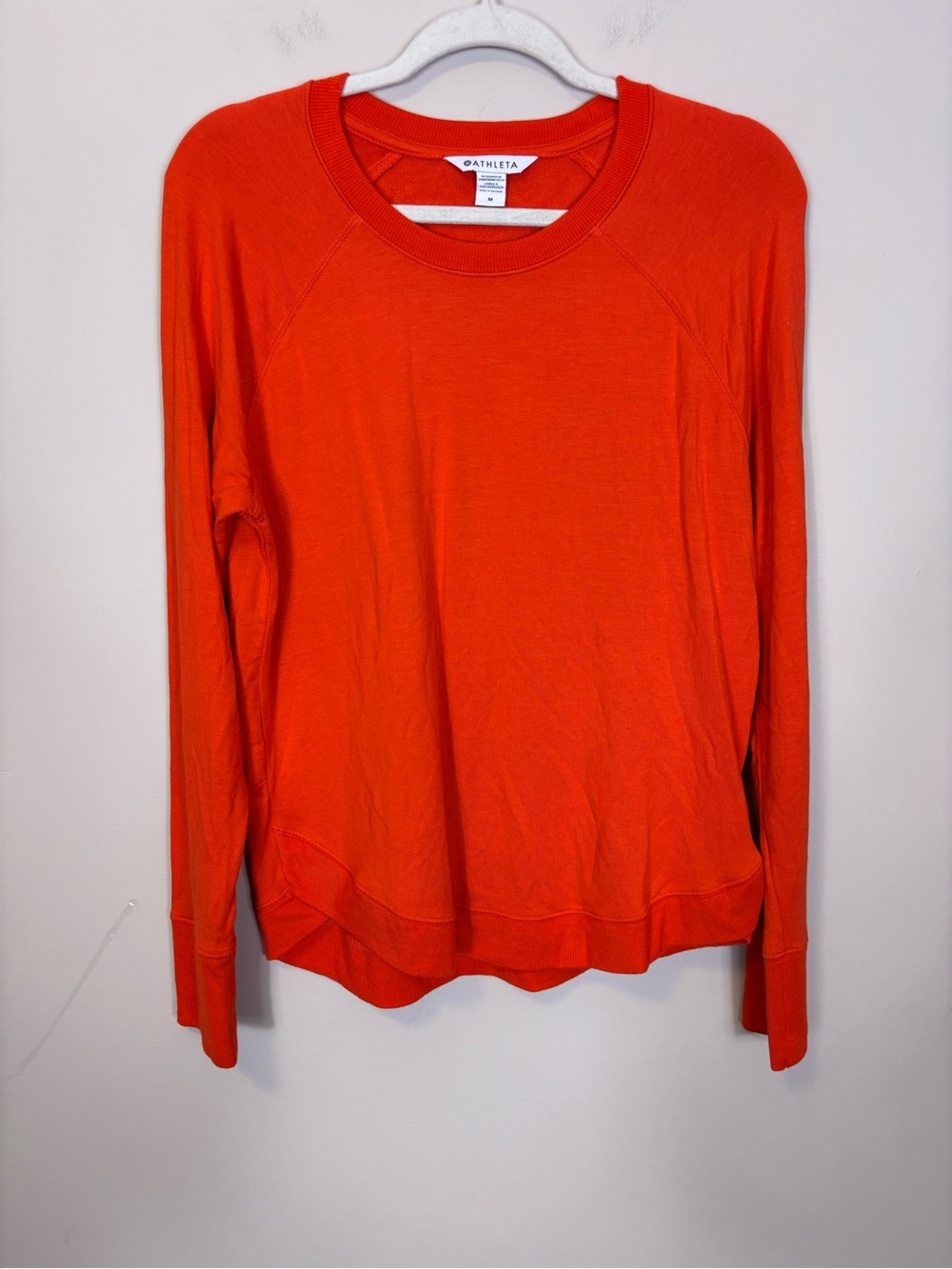 Athleta Bright Orange Crewneck Terry Cloth Pullover Sweatshirt Medium